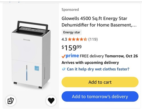Glowells pint dehumidifier - pint,